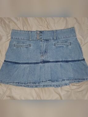 SHEIN Light Blue Denim Tiered Mini Skirt